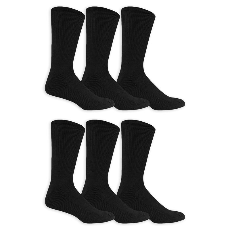 [Australia] - Dr. Scholl's Men's Diabetes & Circulator Socks-4 & 6 Pair Packs-Non-Binding Moisture Management 7-12 Black - Crew (6 Pairs) 