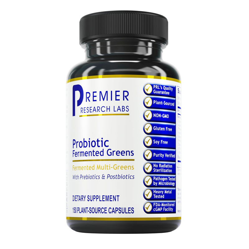 Premier Research Labs Probiotic Fermented Greens - Super Greens Supplement, Superfood Blend, Organic Vitamins with Probiotic - Daily Greens with Spinach, Chlorella, & More - 150 Powder Filled Capsules