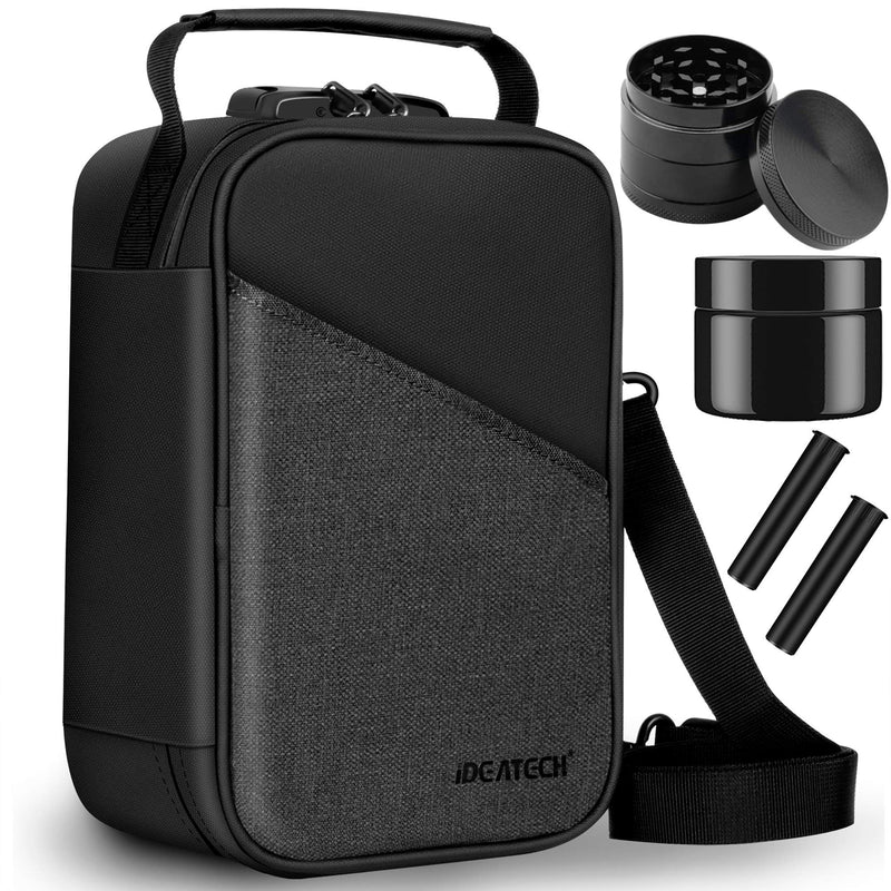 [Australia] - IDEATECH Smell Proof Bag Stash Box, Smell Proof Containers with Combo Lock, Odorless Travel Storage Bag, Home Organizer Case Lock Box with Accessories, Smell Proof Box Gift for Women/Men BLack 