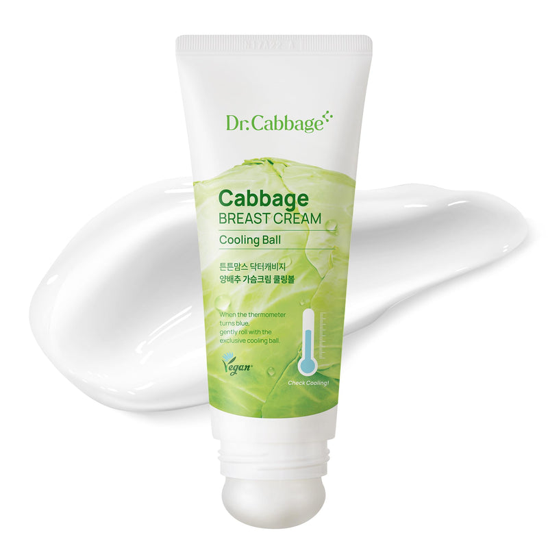 [Australia] - Dr.Cabbage+ Cabbage Breast Cream 3.38 Oz with Special Cooling Ball applicator | For Engorgement, Mastitis, Stop Lactation | Trusted by Korea Mother, Breastfeeding Essencial No Scent 3.38 Fl Oz 