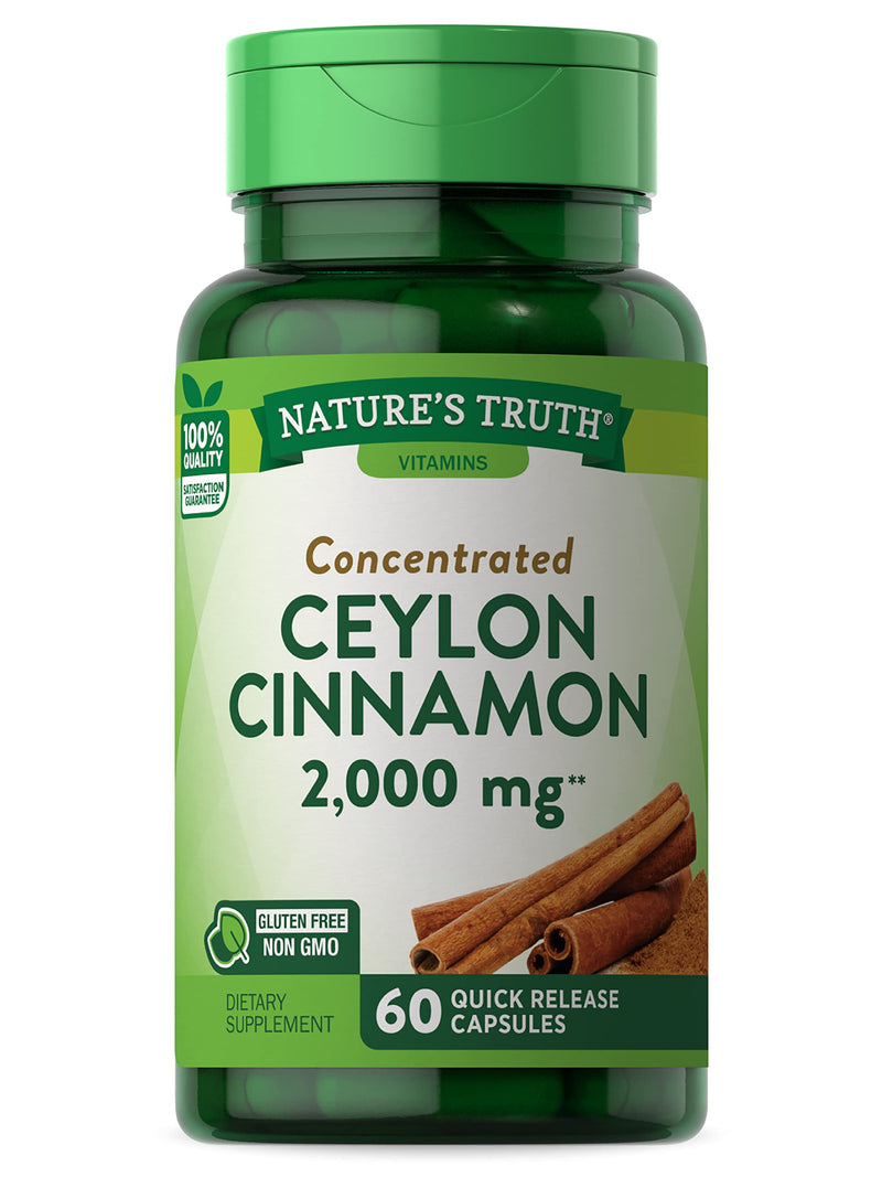 [Australia] - Ceylon Cinnamon Capsules | 2000mg | Non-GMO & Gluten Free Supplement | by Natures Truth 
