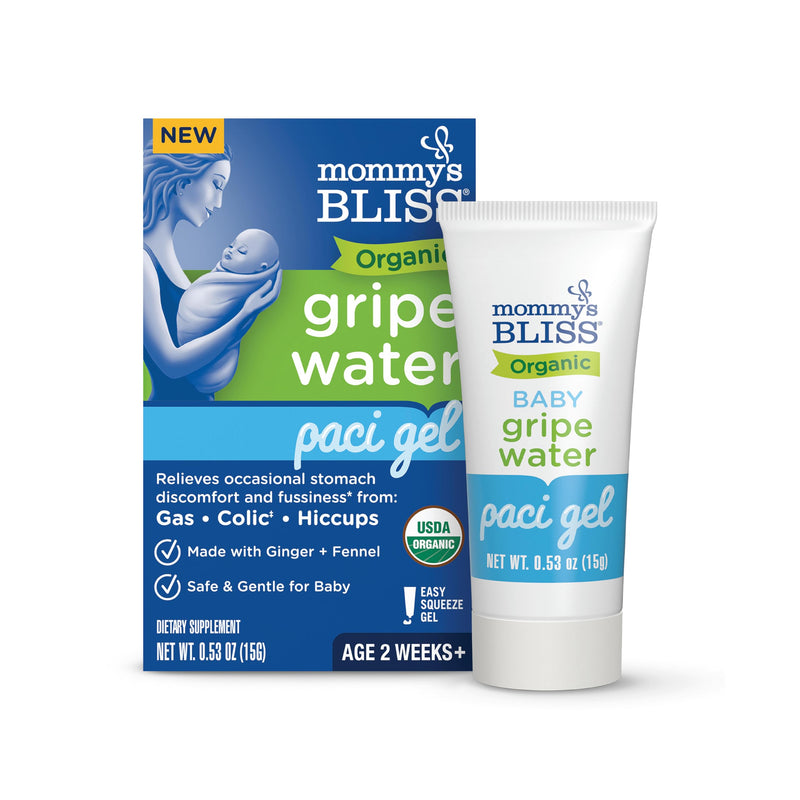 [Australia] - Mommy's Bliss Organic Gripe Water Pacifier Gel for Newborns, Relieves Occasional Stomach Discomfort from Gas, Colic & Fussiness*, Age 2 Weeks +, 0.53 Oz (45 Servings) Organic Gripe Water Gel 