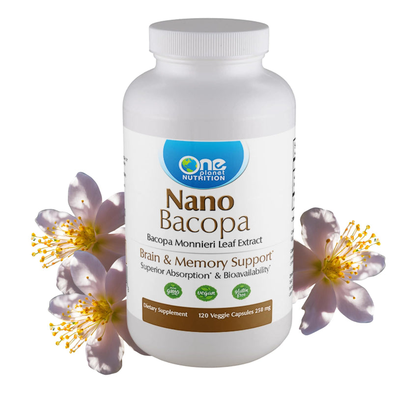 [Australia] - Nano Bacopa 250 mg Veggie Capsules (120 Servings), Bacopa monnieri Extract, Nano for Easy Absorption, Enhances Memory & Focus, Non-GMO, Vegan, Gluten-Free 