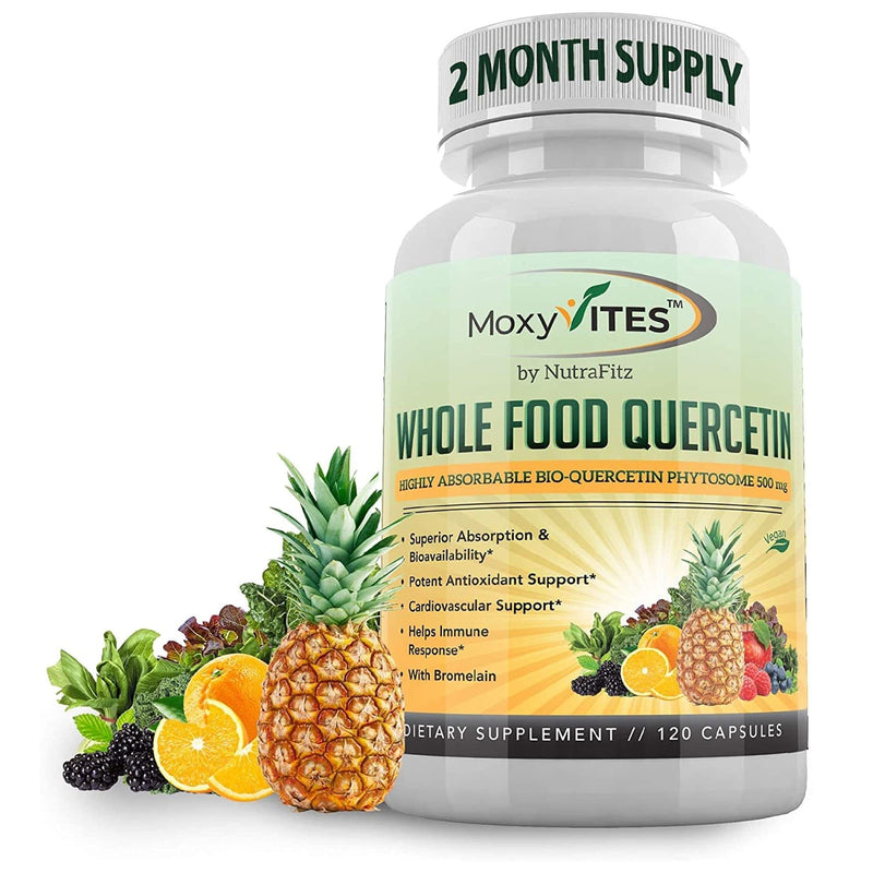 [Australia] - Quercetin with Bromelain 500mg Supplement - Bioactive Phytosome Complex, Pure Organic Whole Food Seasonal Support, Healthy Inflammatory Response, Antioxidant, 20X Absorption & Bioavailability-120 Caps 