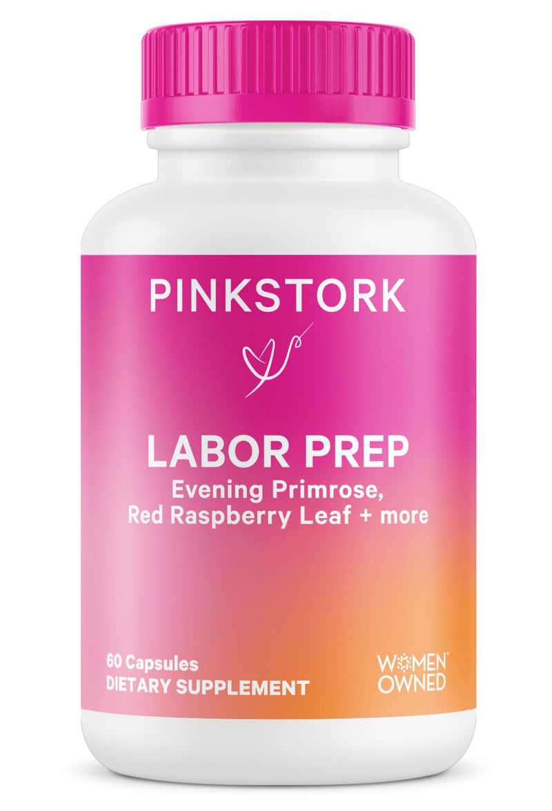 [Australia] - Pink Stork Labor Prep - Evening Primrose Oil Capsules with Red Raspberry Leaf Tea, Gentle Birth & Postpartum Care, Third Trimester Pregnancy Must Haves, 60 Capsules 