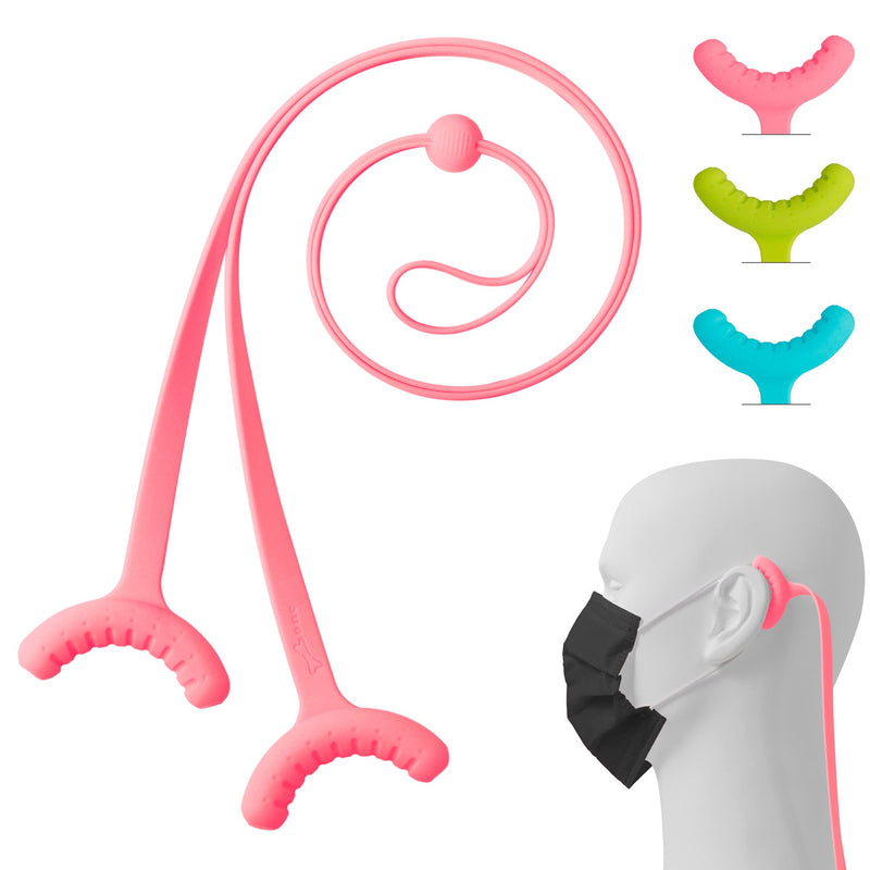 [Australia] - Bone Lanyard Mask Tie (3 Packs) Adjustable Reusable Mask Holder with Lanyard, Silicone Mask Extender for Masks, Mask Ear Savers Pressure Relief for Adults Kids (Light- Pink, Blue, Green) Long Strap (Light Set) 