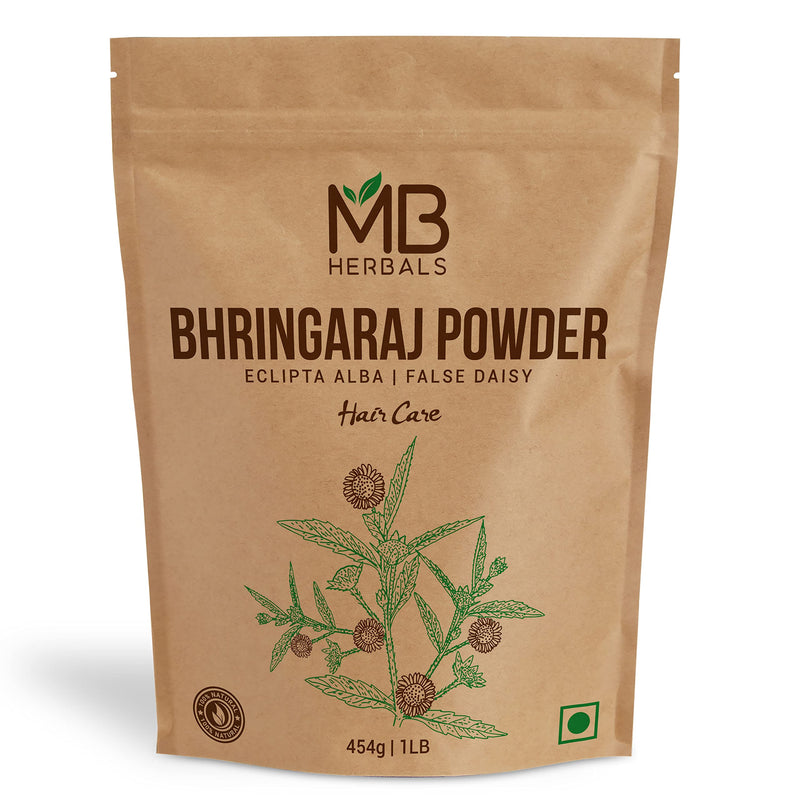 [Australia] - MB Herbals Pure Bhringraj Powder 1 Pound | 16 oz / 454 Gram | 100% Pure Bhringaraj Powder | Diet Supplement Eclipta alba Powder for Hair Care | No Preservatives | Non GMO 
