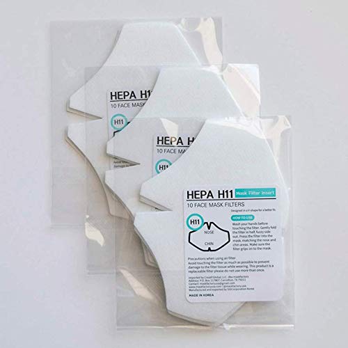 [Australia] - 30 Filters (3 Pack) HEPA11 Face Mask Refill Filter Inserts, Made in Korea 