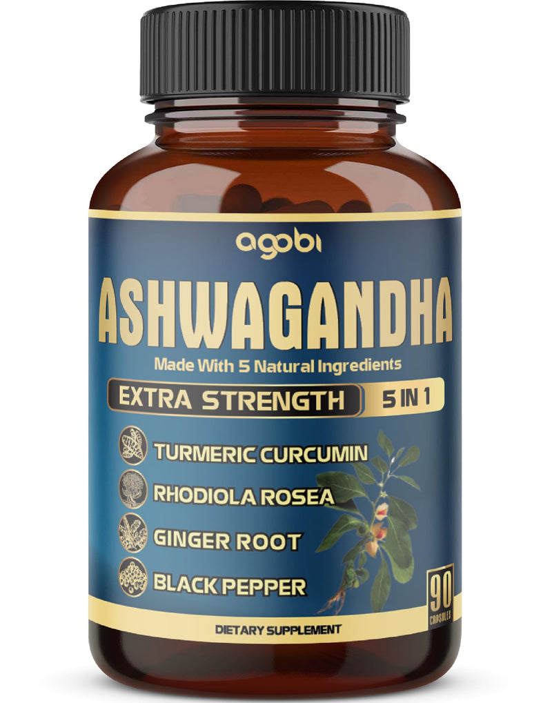 [Australia] - Ashwagandha Extract Capsule - Great Strength - 5in1 Blended Ginger, Turmeric, Rhodiola Rosea & Black Pepper - 90 Capsules for 3 Months - Strength, Spirit & Immune Support 