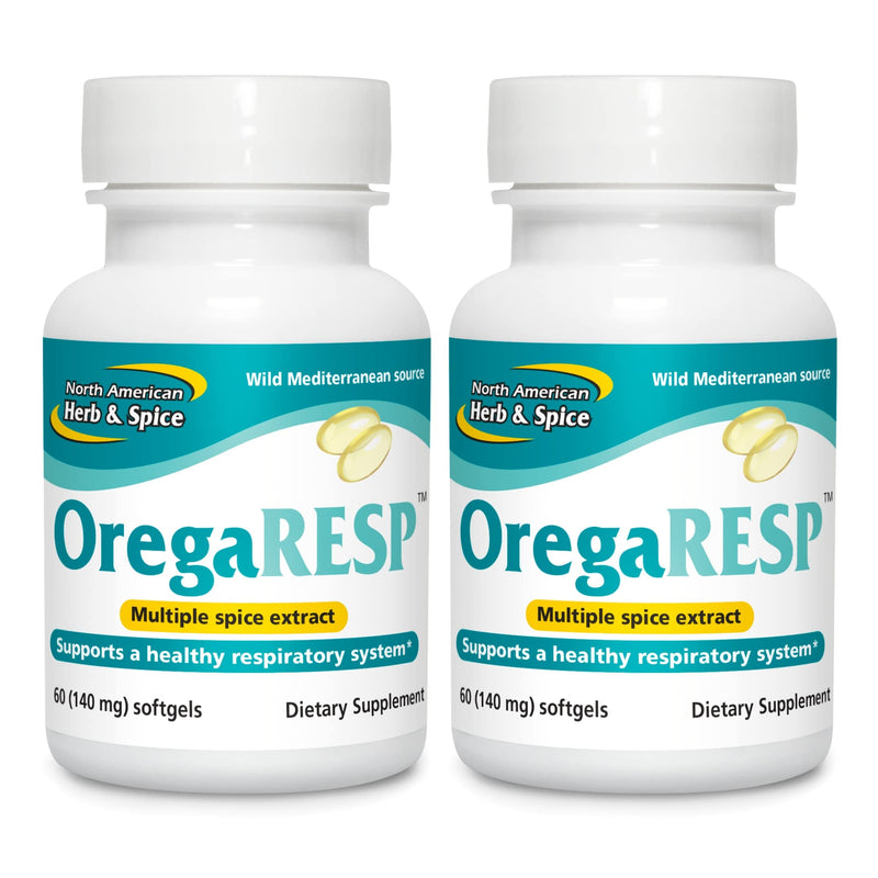 [Australia] - NORTH AMERICAN HERB & SPICE OregaResp P73-60 Softgels - Pack of 2 - Supports Immune & Respiratory Health - Multiple Spice Oil Complex with Oreganol P73 Oregano Oil - Non-GMO - 60 Total Servings 