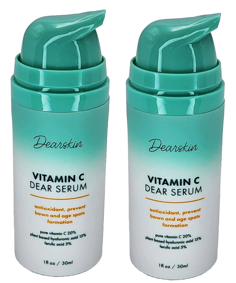 2 PACK Vitamin C Serum 20% - PURE L-ASCORBIC ACID, Ferulic Acid, Hyaluronic Acid Botanic, Vitamin E Organic Cruelty Free for Face and Neck Best Antioxidant, Treatment for Wrinkles, Men and Women 2 Pack