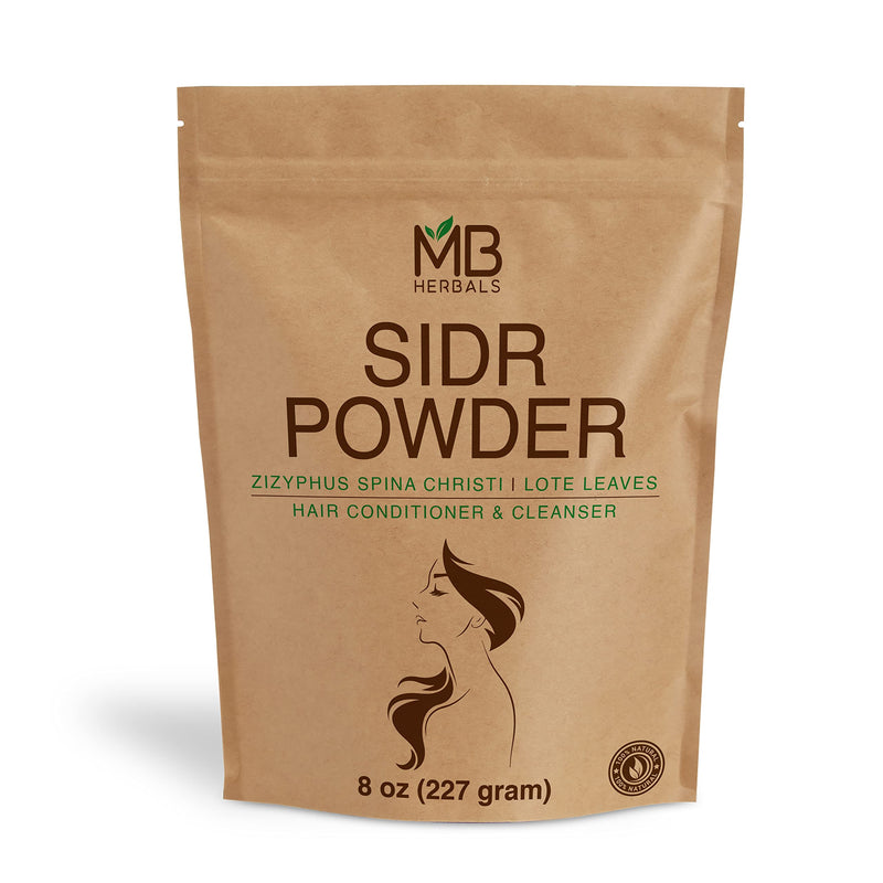 [Australia] - MB Herbals Sidr Powder 8 oz / 0.5 Pound (227 Gram) | WildCrafted | Seder Lote Leaves | Ziziphus spina christi | Natural Hair Conditioner & Cleanser | Sidr 99.5%, Neem 0.5% 8 Ounce (Pack of 1) 