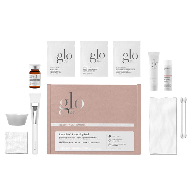 Glo Skin Beauty Retinol + Vitamin C At-Home Chemical Peel Kit, 4 oz | Anti-aging face peel kit, exfoliates uneven skin tone, brightens with vitamin C, retinol resurfacing, smoothing radiance