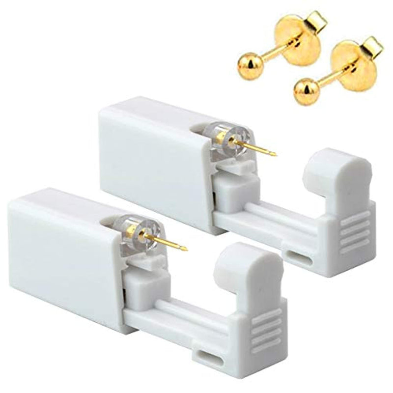 [Australia] - 2 Pack Self Ear Piercing Gun Earring,Disposable Piercing Kit No Pain Easy Use Ear Piercing Gun Kit Tool with Stud and With Alcohol Pad (3mm Gold Peas) … 3mm Gold Peas 