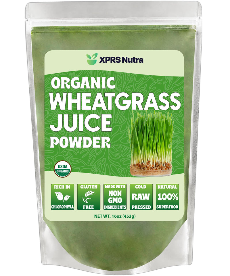 [Australia] - XPRS Nutra Organic Wheatgrass Juice Powder - Sustainably Grown - Instant Wheat Grass Juice Powder Made from Concentrated Juice - More Potent Than Organic Wheatgrass Powder - 16 Ounce 16 Ounce (Pack of 1) 
