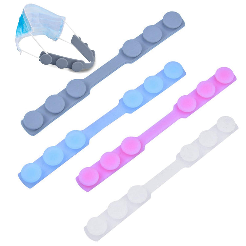 [Australia] - 1 Set of 4 Colors Face Mask Holder Mask Extenders/Ear Savers Silicone Bands Anti-Tightening Strap for Masks to Prevent Ear Pain,Grips Extension Buckle Holder Hook Ear Strap,Adjustable Comfort Mask 