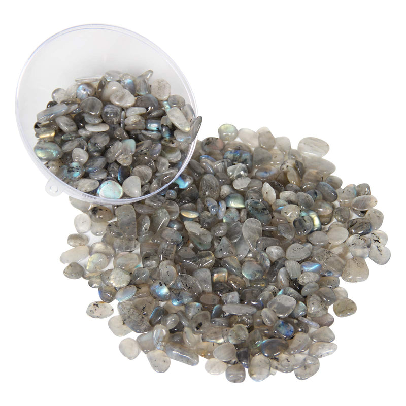 [Australia] - 1.1lb Natural Crushed Grey Moonstone Labradorite Crystal Tumbled Chips-Grey Labradorite Healing Crystals Chips Bulk, Crushed Crystal Gemstones for Crafts, Beautiful Package for Gift (Grey Moonstone) 