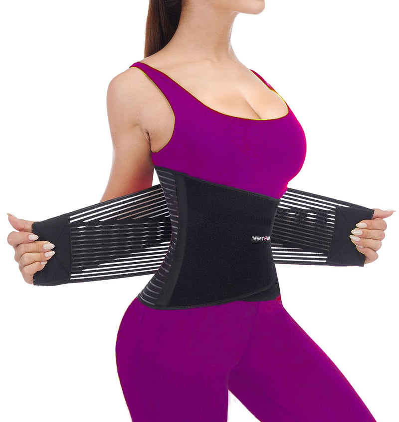 [Australia] - Back Brace for Men and Women, Back Support Belt Relief Lower Back Pain Herniated Disc, Sciatica, Scoliosis, Breathable Mesh, Lumbar Support Belt with 8 reinforced Bones Black-M Medium 