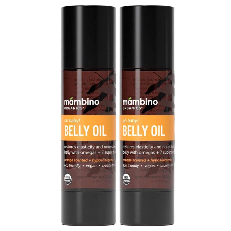 [Australia] - Mambino Organics Oh Baby! Belly Oil for Pregnant Women, Organic Stretch Mark Oil for Pregnancy, Postpartum Skin Elasticity, Hydration, Tamanu, Shea Butter, Calendula, Vegan, Non-GMO, 4 fl oz, 2-Pack 4 Fl Oz (Pack of 2) 