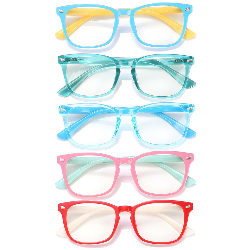 [Australia] - CHEERS DEVICES Blue Light Blocking Glasses for Kids Boys Girls Teens - Computer Glasses with Unbreakable Frame and Anti-Glare * 5 Pair Mix-a , Age 6-14 Age 6-14 Yrs 