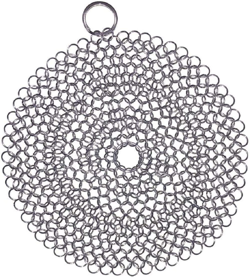 [Australia] - Cast Iron Cleaner, 7 Inch 316L Stainless Steel Chainmail Scrubber for Cast Iron Pan Skillet Dutch Dishes Seasoning Protection Cookware Accessories 