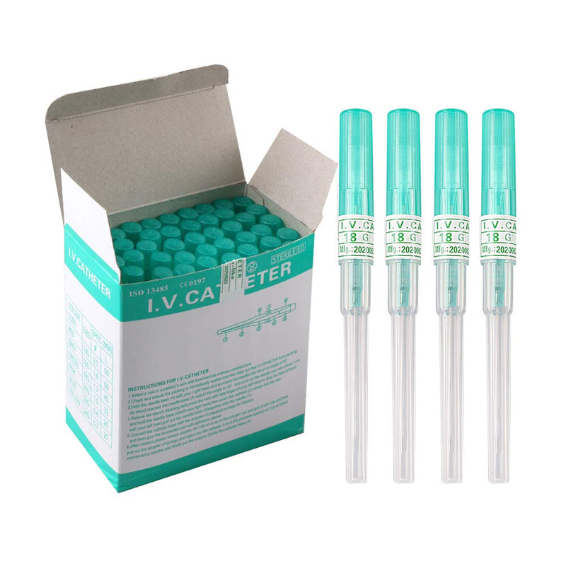 [Australia] - Pack of 50 Catheter Piercing Needles Tattoo Piercings Tool (18G) 18G 