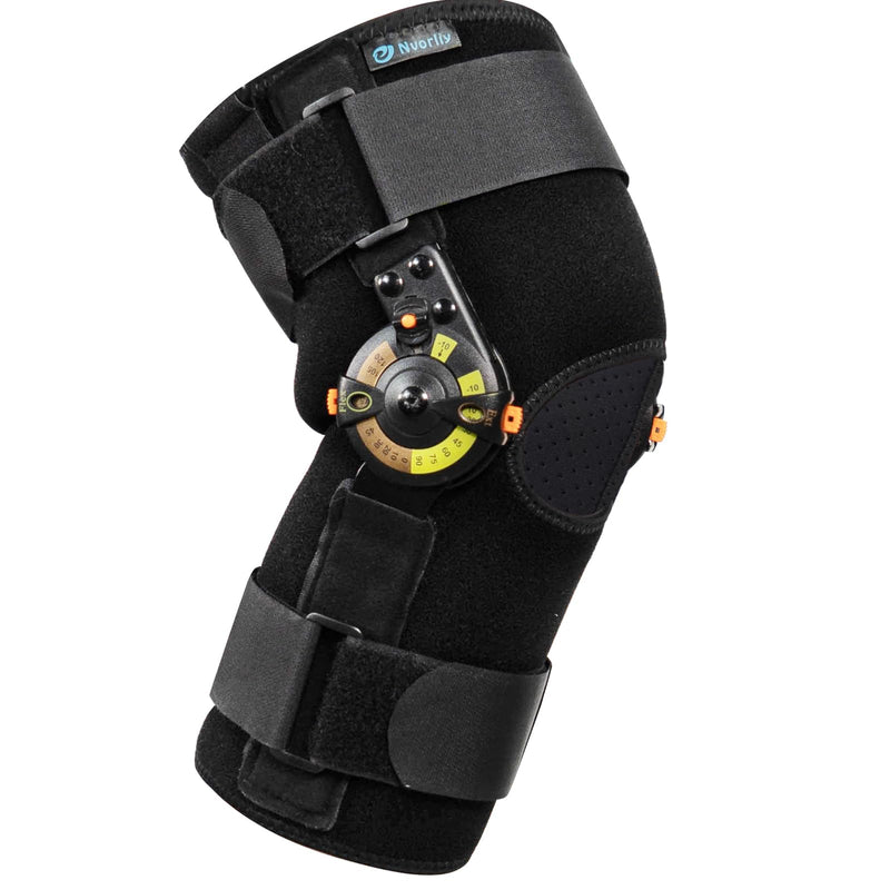 [Australia] - Nvorliy Hinged ROM Knee Brace with Side Stabilizers & Locking Dials, Post Op Knee Immobilizer for Arthritis, ACL, MCL, PCL, Meniscus Tear, Injurie/Knee Pain, Medical Orthopedic Support (X-Large) X-Large Without Shoulder Strap 