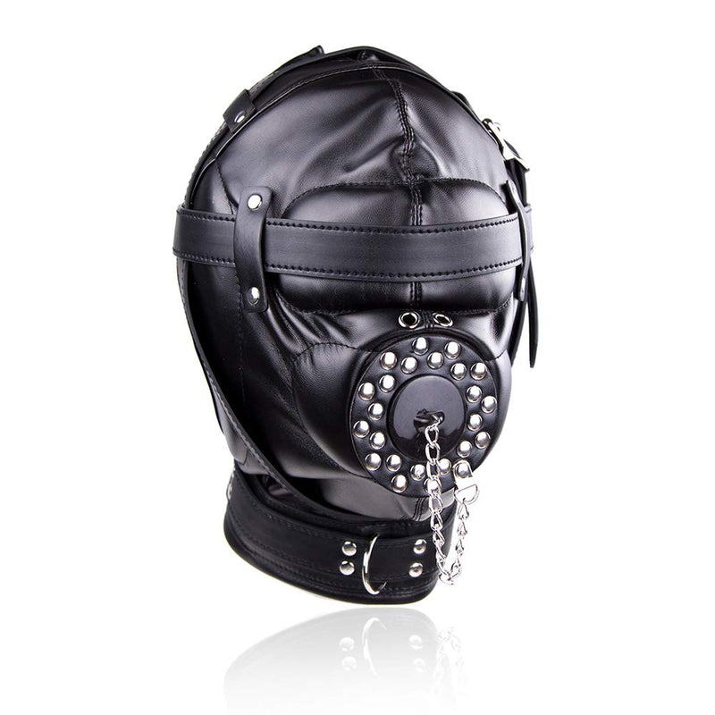 [Australia] - Leather Bondage Mask Hood Black 