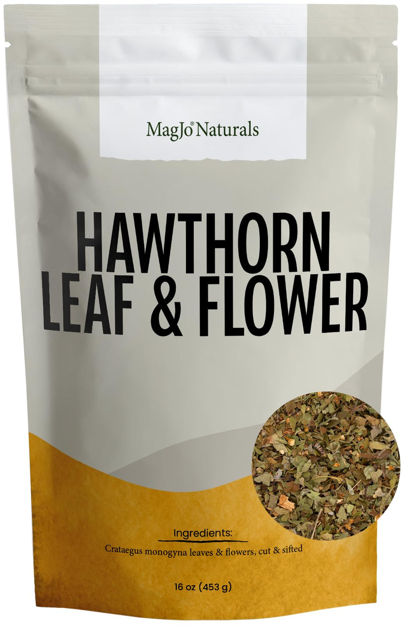 [Australia] - MagJo Naturals, Hawthorn Leaf and Flower (1 Pound), Wild-Crafted, Cut and Sifted, Dried Loose Leaf, Makes crisp cup of Hawthorn Tea, Hawthorn Leaves and Herb, Leaves Herbal Tea (Crataegus) 