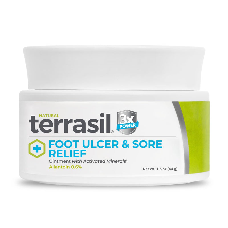 terrasil Foot Ulcer & Sore Relief, Diabetic Foot Cream, 1.5oz | Natural Diabetic Foot Cream. Soothes & moisturizes dry, cracked skin & diabetic ulcers. Hypoallergenic Approved 1.5 Ounce (Pack of 1)