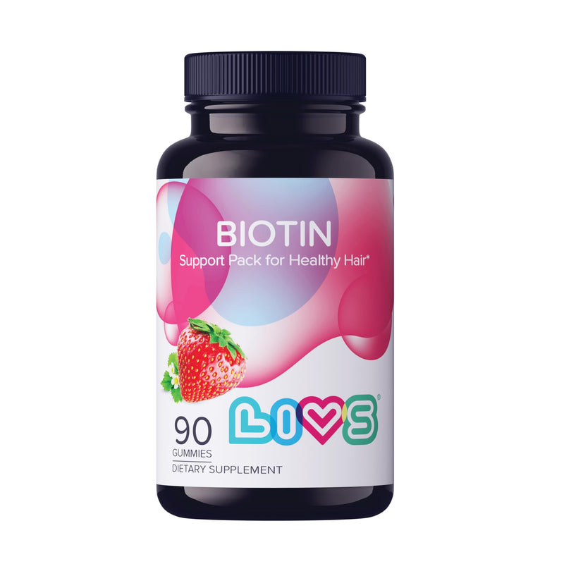 LIVS Biotin Gummies 10000mcg – Supports Healthy Hair, Skin & Nails | Vitamin B7 Supplement for Women & Men | Natural Grape Flavor | Vegan, Gluten Free & Non-GMO | 90 Count with 45 Servings Pack of 1