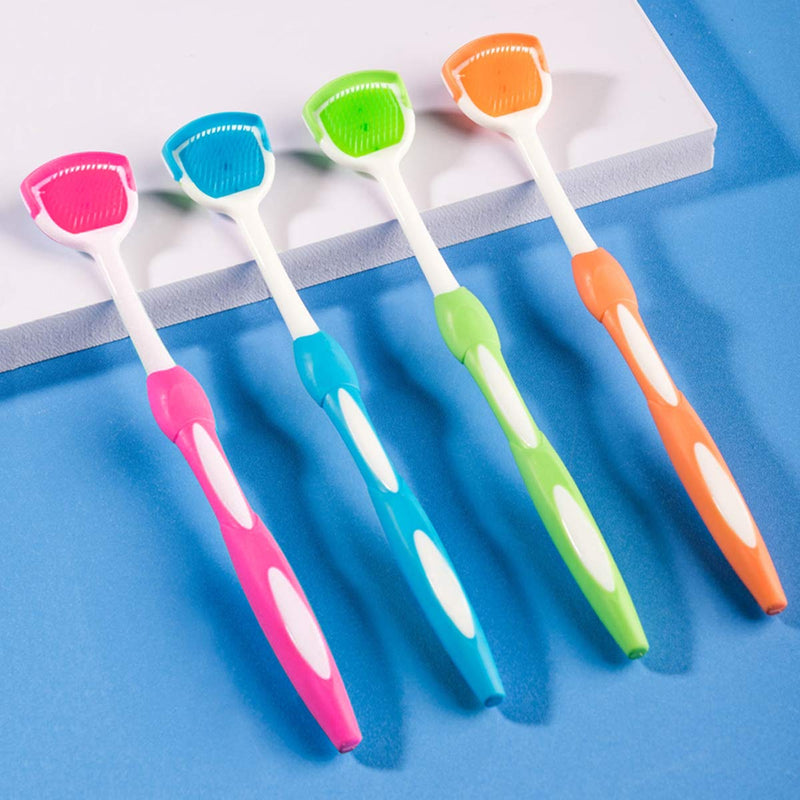 [Australia] - Tongue Brush, Tongue Scraper, Tongue Cleaner Helps Fight Bad Breath, 4 Tongue Scrapers, 4 Pack (Blue&Green&Orange&Red) 