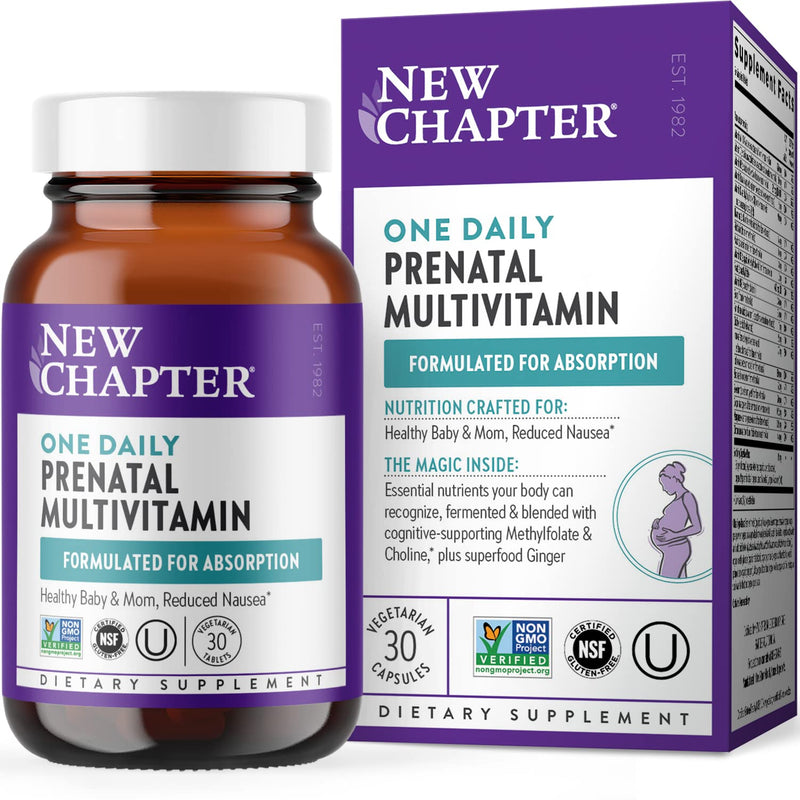 [Australia] - New Chapter Prenatal Vitamins, One Daily Prenatal Multivitamin with Methylfolate + Choline for Healthy Mom & Baby, Gluten Free & Non-GMO, 30 Count 30 Count (Pack of 1) 