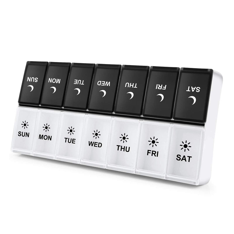 [Australia] - DANYING Large Pill Organizer 2 Times a Day, Weekly Box Per AM PM Case, Day Night Container 7 Vitamin Case Twice Black 1 Count (Pack of 1) 