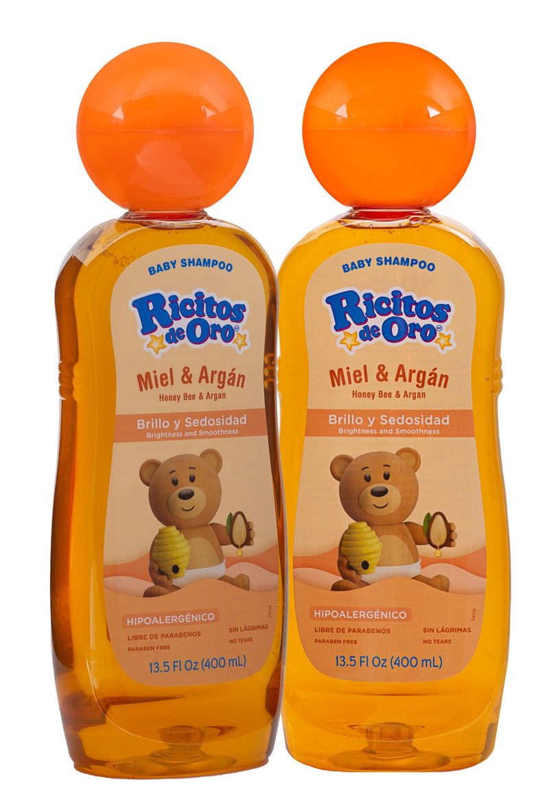 [Australia] - Ricitos de Oro Baby Shampoo Cleansing Shampoo with Natural Extract No more tears Hypoallergenic 2Pack of 13.5 FL Oz Bottles., White, Honey, 2 Count, (Pack of 2) 