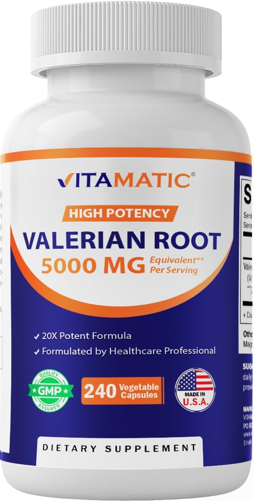 [Australia] - Vitamatic Valerian Root 5000mg Equivalent Per Serving (from 20:1 Extract 250 mg) - 240 Capsules - 20X Concentrated Extract 240 Count (Pack of 1) 
