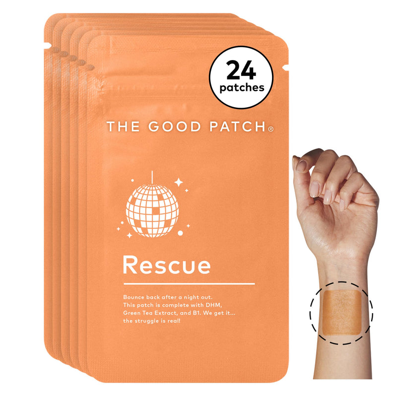 The Good Patch Rescue Recovery Patch (24 Total Patches) | DHM, Vitamin B1 and Green Tea Patch for Morning Recovery, Travel, Late Nights, Festivals, Vacation and Bounce Back Support 24 Patches