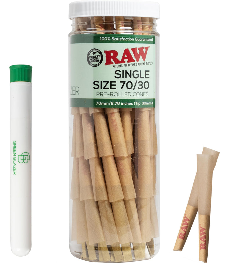 [Australia] - RAW Cones Single Size Dogwalker: 50 Pack - Mini Pre Rolled Cones Shorter Than 1 1/4 Size (70/30) Classic Rolling Papers & Tips, 70mm 