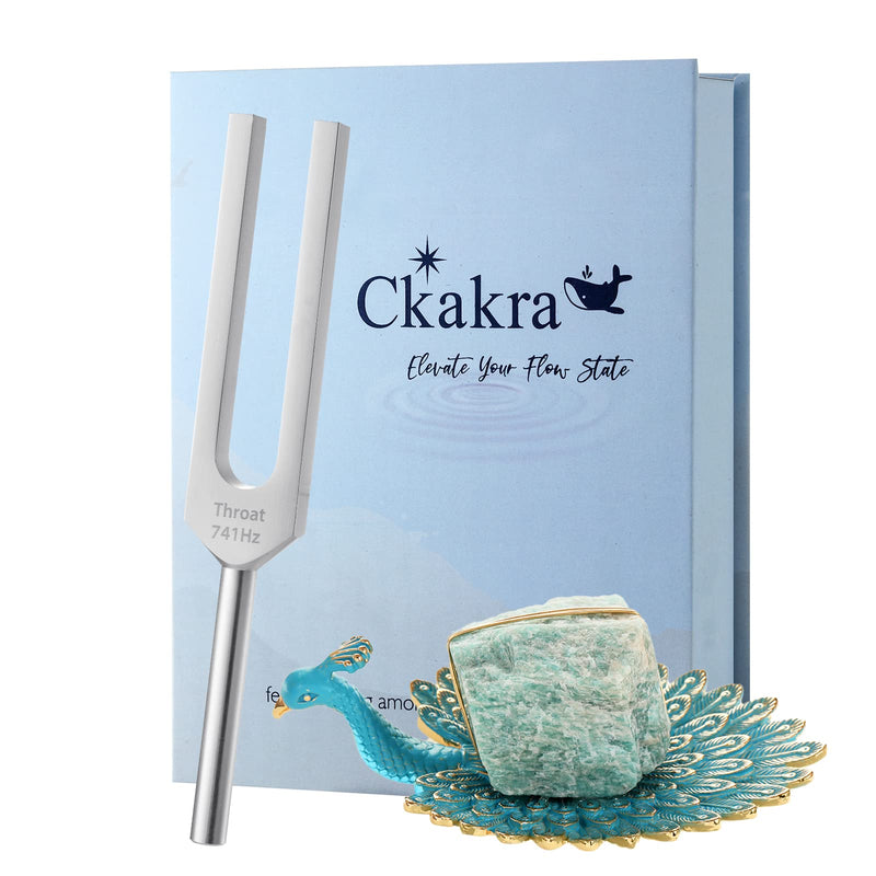 [Australia] - Biofield Therapy Mindfulness Tuning Fork Kit,Mind and Body Healing, Healing Crystal Kit, Anxiety & Stress Relief, Inner Peace, 741hz Solfeggio Frequencies for Throat Chakra,Peacock Blue-Throat 