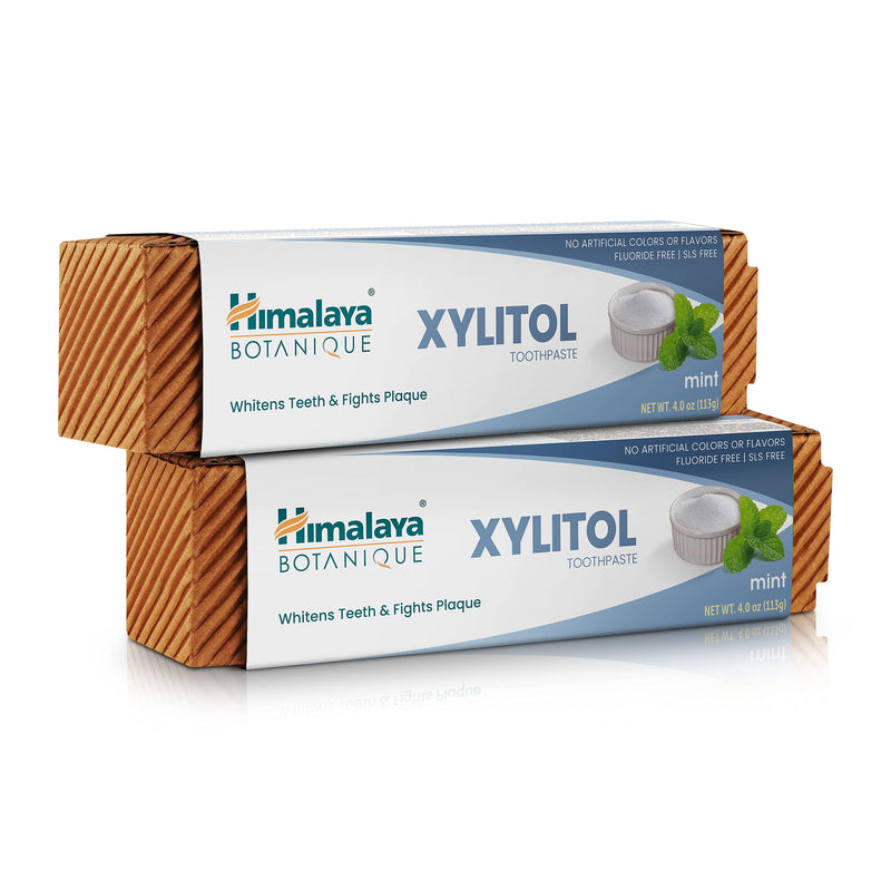 Himalaya Botanique Whitening Antiplaque Toothpaste with Xylitol, Fluoride Free, for Plaque Reduction & Gentle Whitening, 4 oz, 2 Pack 4 Ounce (Pack of 2)
