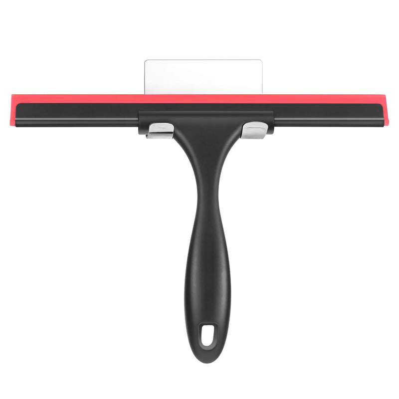 [Australia] - SetSail Shower Squeegee for Glass Doors Stainless Steel Squeegee for Shower Glass Door All-Purpose Window Squeegee for Tile Shower Walls, Sink, Mirror, Bathroom, Car Window Cleaning 10 Inches Red-black 