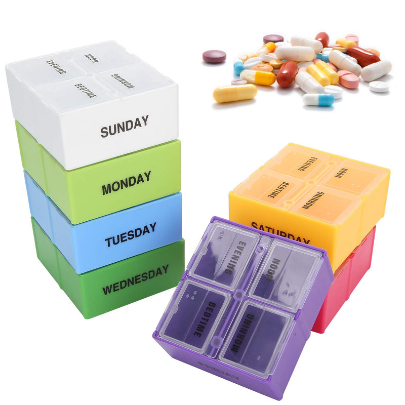 ZJchao Weekly Portable Pills Organizer Box Container 4 Times a Day Large Capacity Weekly Jewelry Case for Pills Vitamin Fish Oil Supplements