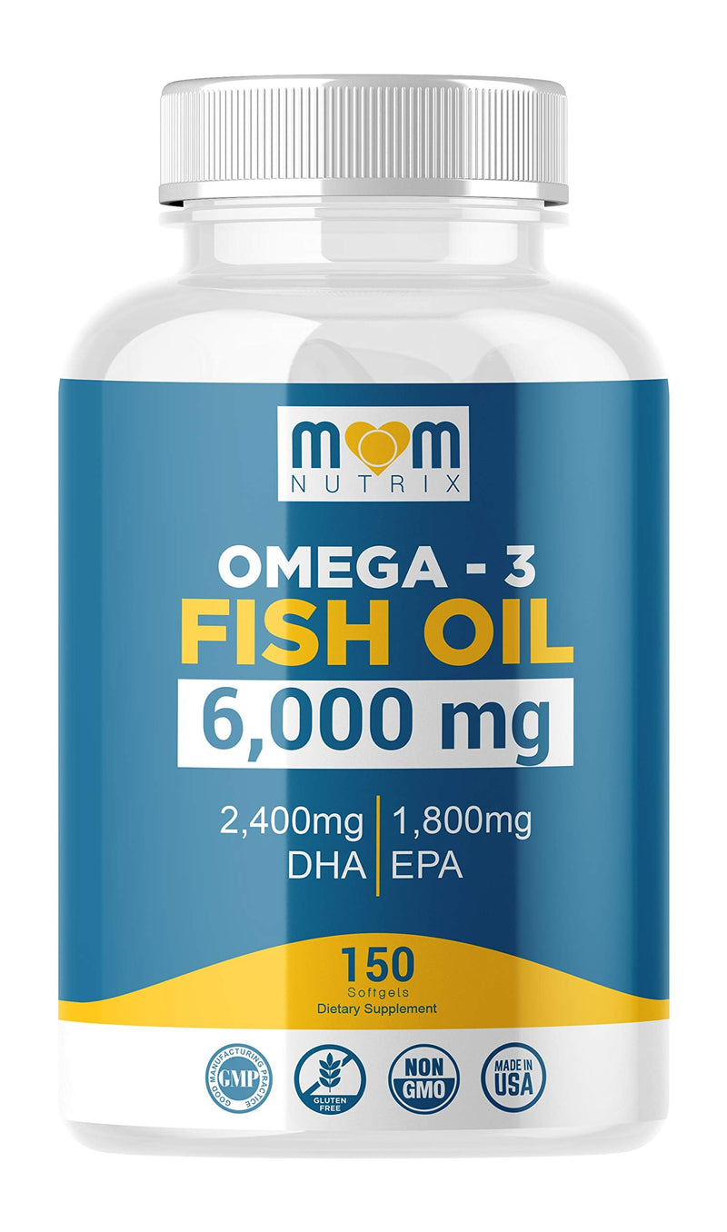 [Australia] - Omega 3 Fish Oil 6000 Mg with Maximum EPA DHA - Supports Brain, Liver, Heart & Immunity - Made in The USA - 150 Softgels 