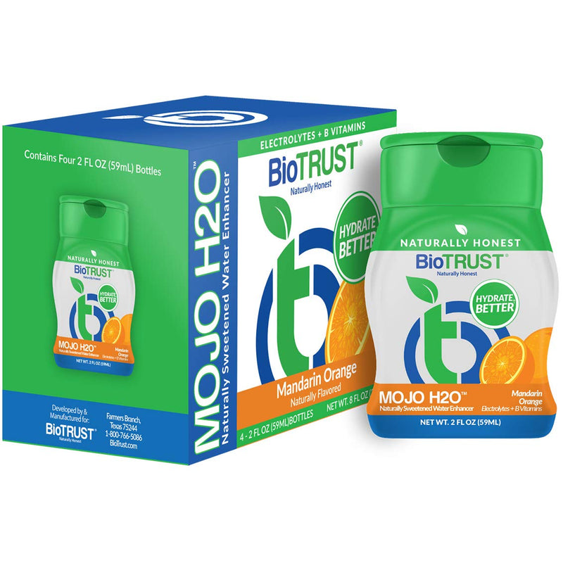 BioTrust Water Enhancer Drops - Mandarin Orange, B Vitamins & Electrolytes | Natural water flavoring drops with B vitamins & electrolytes for delicious hydration with zero calories 2 Fl Oz (Pack of 4)