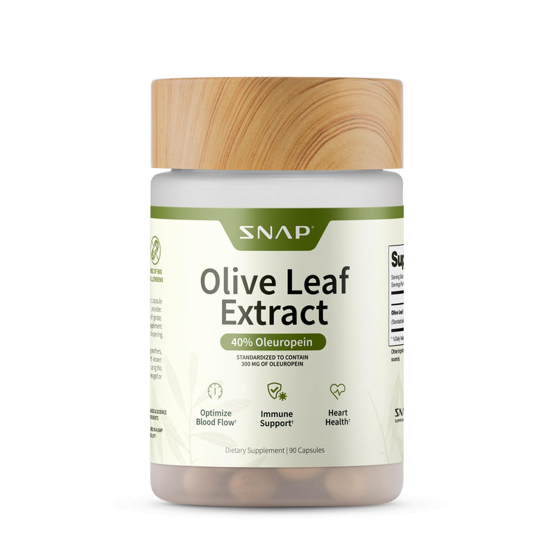 [Australia] - Snap Supplements Olive Leaf Extract Capsules - Super Strength 40% Oleuropein for Blood Flow Support, Improve Digestion, Antioxidant Boost Supplement, Improve Brain Function (60 Capsules) 