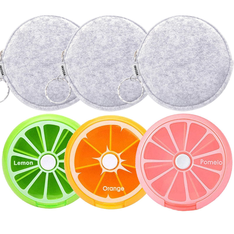 6PCS Weekly Pill Organizer 6PCS 7 Day 3 Times a Day INVODA Large Daily Pill Cases for Pills Vitamin Fish Oil Supplements Container (Group+Light Grey Bag 3PCS) Group+3bag