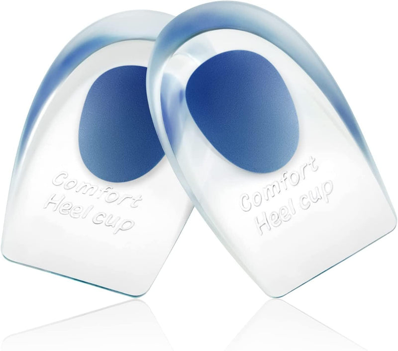 [Australia] - Gel Silicone Heel Cups/Pads - 2 Pack Heel Lifts for Achilles Tendonitis, Shoe Wedge Inserts for Plantar Fasciitis, Sore Heel, Bone Spur, Foot Pain Relief Support, Comfort Cushion Insoles for Women/Men 1 Pair Blue Size M (Men 4.5-9.5, Women 6-11) 