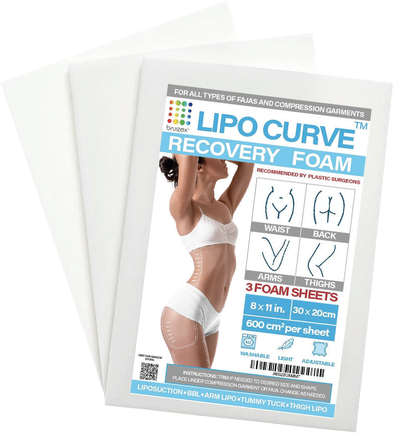 Lipo Foam Post Surgery Pads, Liposuction Recovery Foam Boards, Compatable with Compression Garment Sheets, Faja, Abdominal Binder, Waist Trainer, Belly Wrap, BBL Pillow, 3-Pack
