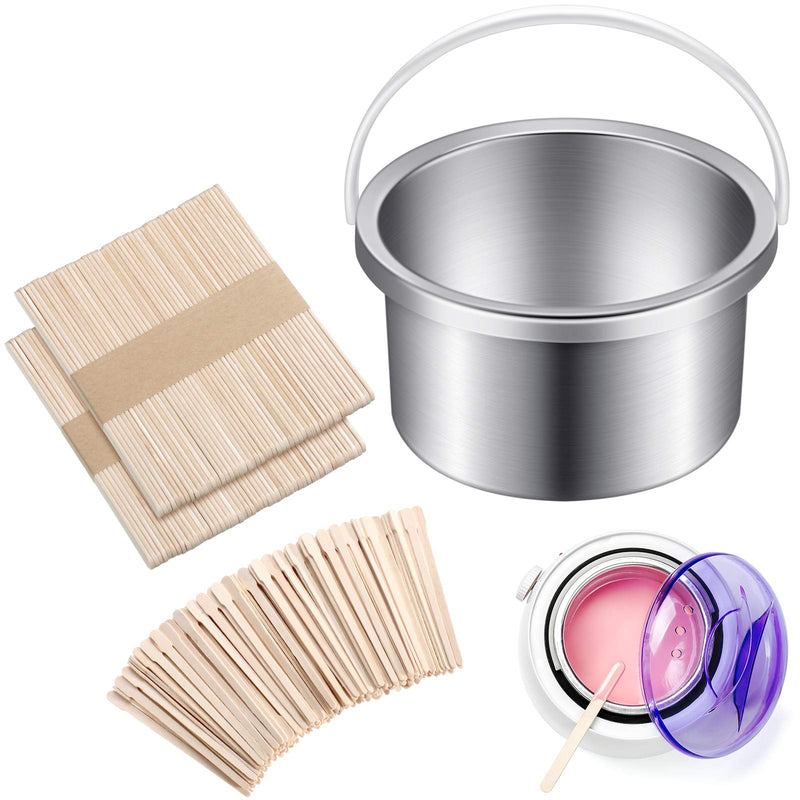 [Australia] - Wax Warmer Inner Pot for Hair Removal with 500 ml Capacity, 14 oz Hair Remover Machine, and 200 Wax Applicator Sticks 