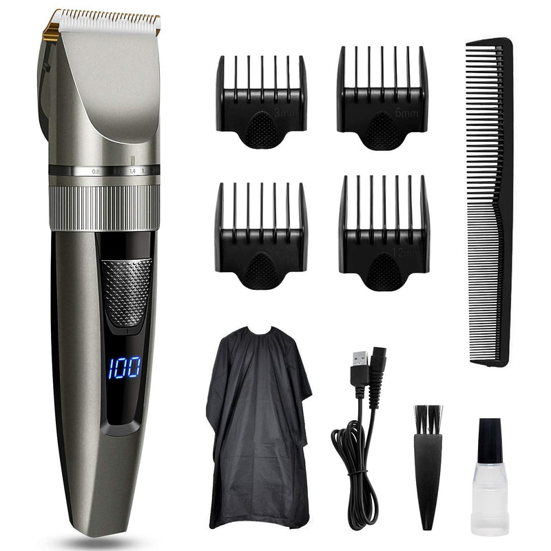 [Australia] - Qhou 2022 Newest Hair Clippers, Professional Hair Trimmer for Men, Corded/Cordless USB Rechargeable Clippers Set Electric Barber Home Hair Cutting Kit Beard Trimmer for Men with Combs and Cape- Gray 